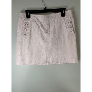 Lilly Pulitzer Pink Seersucker Mini Skirt w/ Decorative Buttons Size 8